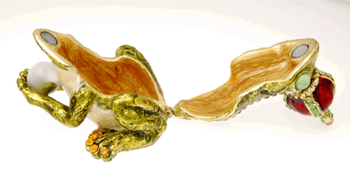 Frog King Cremation Keepsake shown open